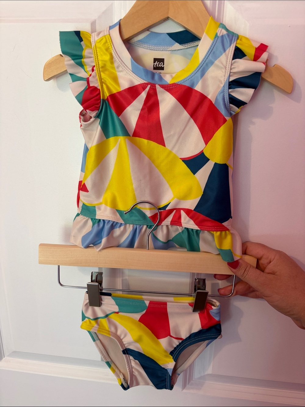 Tea Collection Multicolor Umbrella Print Swim Top - Red, Yellow, Blue